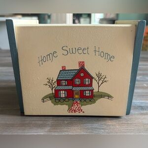 Vintage Home Sweet Home Recipe Box Red House Cottagecore Grandmacore Farmhouse